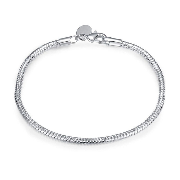 NEW Women's 3mm 925 Sterling‎ Silver Snake Chain Bracelet, Size 8" - Picture 1 of 7